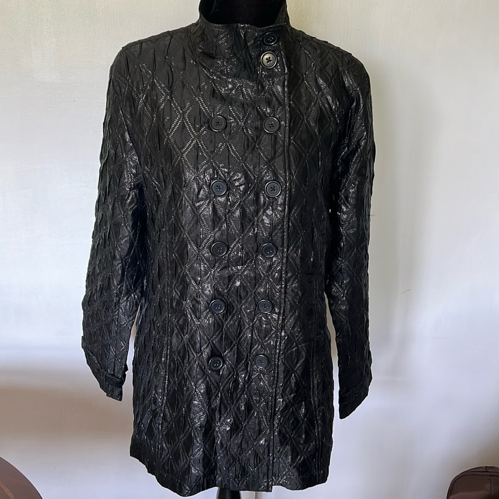 Chico's Double Breasted Convertible Funnel Neck Orsay Light Coat